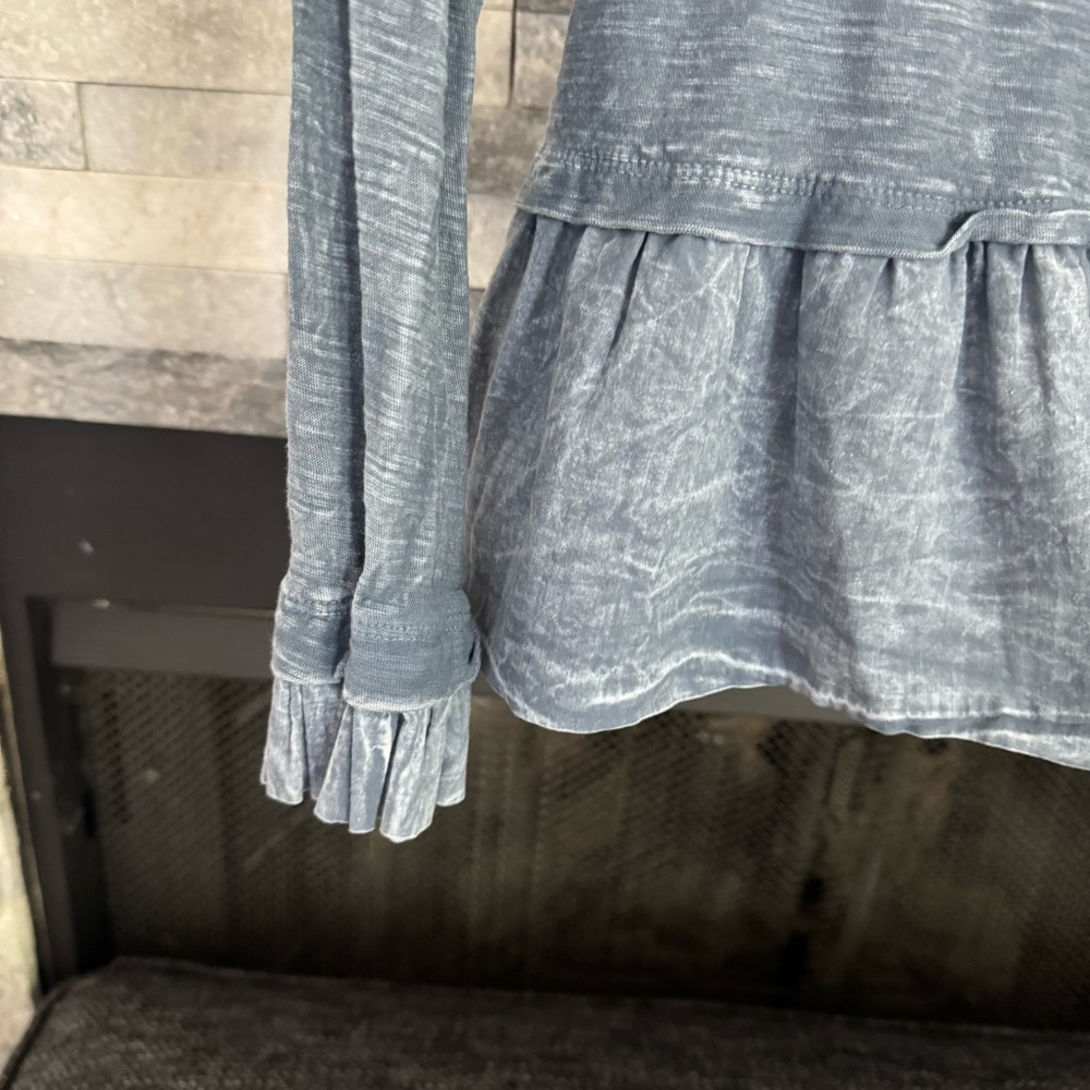 Altar'd State Indigo Ruffle Sleeve Blouse - Picture 3 of 7